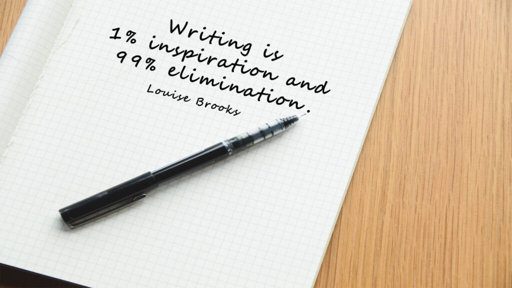 Writing is 1% inspiration and 99% elimination - motivational wallpapers